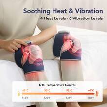SKG WS300 Knee Massager With Heat And Vibration, 2 Packs Cordless Adjustable Knee Wraps, 6 Vibration Modes, 4 Heat Levels, Rechargeable, 20-Min Auto-Off For Men And Women At Home Or Office - Multicolor - View 2
