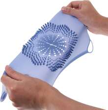 Silicone Bathroom Hair Catcher Drain Strainer With Curling Design, Easy To Clean Kitchen Hair Stopper, Blue Tub Drain Cover Bathroom And Kitchen Sink Accessories - 1 - View 5