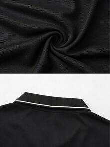 Men's Spring/Autumn Polo Shirt, Business Casual Fashion Gentleman Style, Long Sleeve With Turn-Down Collar - Black - View 4