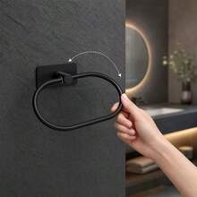 Multifunctional Towel Ring, Waterproof And No Drilling Required, Ideal For Bathroom, Kitchen And RV, Suitable For Various Wall Surfaces, Beautiful And Practical, Made Of High-Quality Stainless Steel Square Design, Available In Multiple Colors - A - View 5