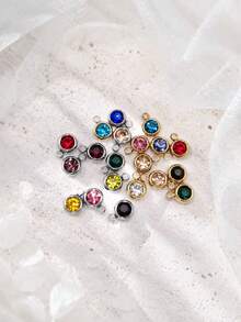 6/12/20/30 Gold/Silver Stainless Steel Charm Artificial Crystal Beads Pendant, Multiple Colors Random Mixed Birthstone Crystal Amulet Bracelet Jewelry Making DIY Handmade Necklace, Bracelet, Earring Accessories, Suitable For Valentine's Day And Birthday Gifts. - Multicolor - View 11