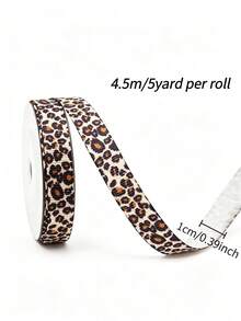 Animal Print Zebra Print Cow Print Grosgrain Ribbon, Leopard Craft Ribbon Fabric For Gift Wrapping, Bow Making, Bouquets, Handmade Wedding Bouquets Material - Multicolor - View 5
