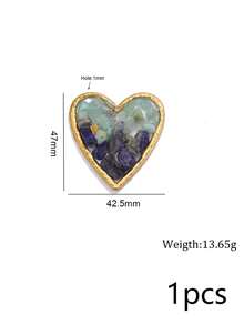 1pcs304 Stainless Steel, 18K Gold Plated Gradient Multicolored Natural Stone Dripping Oil Resin Heart-Shaped Teardrop Frame Pendant DIY Necklace - Pendants - View 7