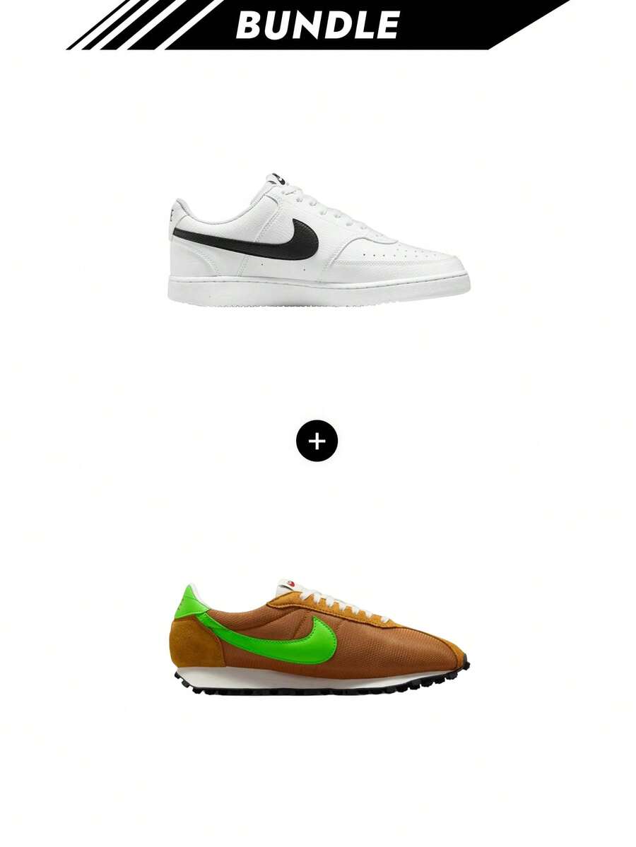 [Bundle] Court Vision Court Vision Men's Sneakers White/White/Black DH2987-101 + NIke LD-1000 Shoes Desert Ochre / Green HJ4687 - White+Varsity Royal - View 1