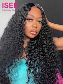 ISEE HAIR Wear Go Peruca Sem Cola Deep Wave 7*5 HD Lace 180% Densidade Bob 8-14 Polegadas 16-30 Polegadas Cor Natural Cabelo Humano Renda Pré-Cortada Linha do Cabelo Pré-Arrancada Nós Descoloridos Peruca Feminina para Uso Diário - SNatural - Visão 3