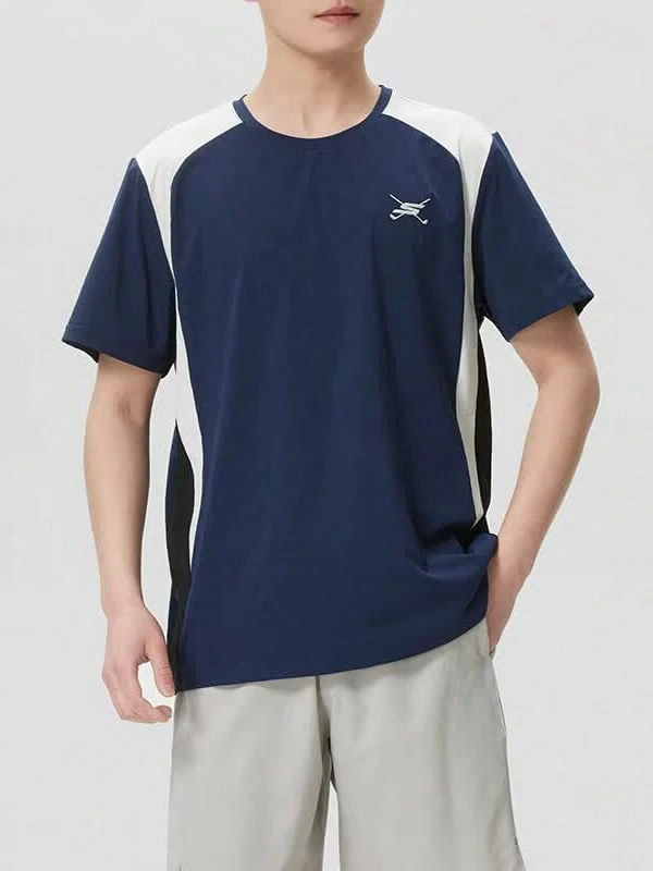 Skechers 男士高爾夫撞色插肩涼感速乾上衣圓領短袖T卹 - 藏蓝色 - 查看 1