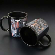 Black Toolbox Themed Ceramic Mug, Creative Mechanic Style Coffee Cup, Suitable For Home And Office Daily Use - Multicolor - View 3