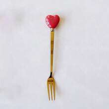 1/2/6/12pcs Ceramic Handle Stainless Steel Cutlery Set, Gold Fork & Spoon, Coffee Spoon, Ice Cream Dessert Spoon, Fruit Salad Fork, Creative Red Heart, Cute Stirring Seasoning Spoon, Party Afternoon Tea Tableware - Multicolor - View 17