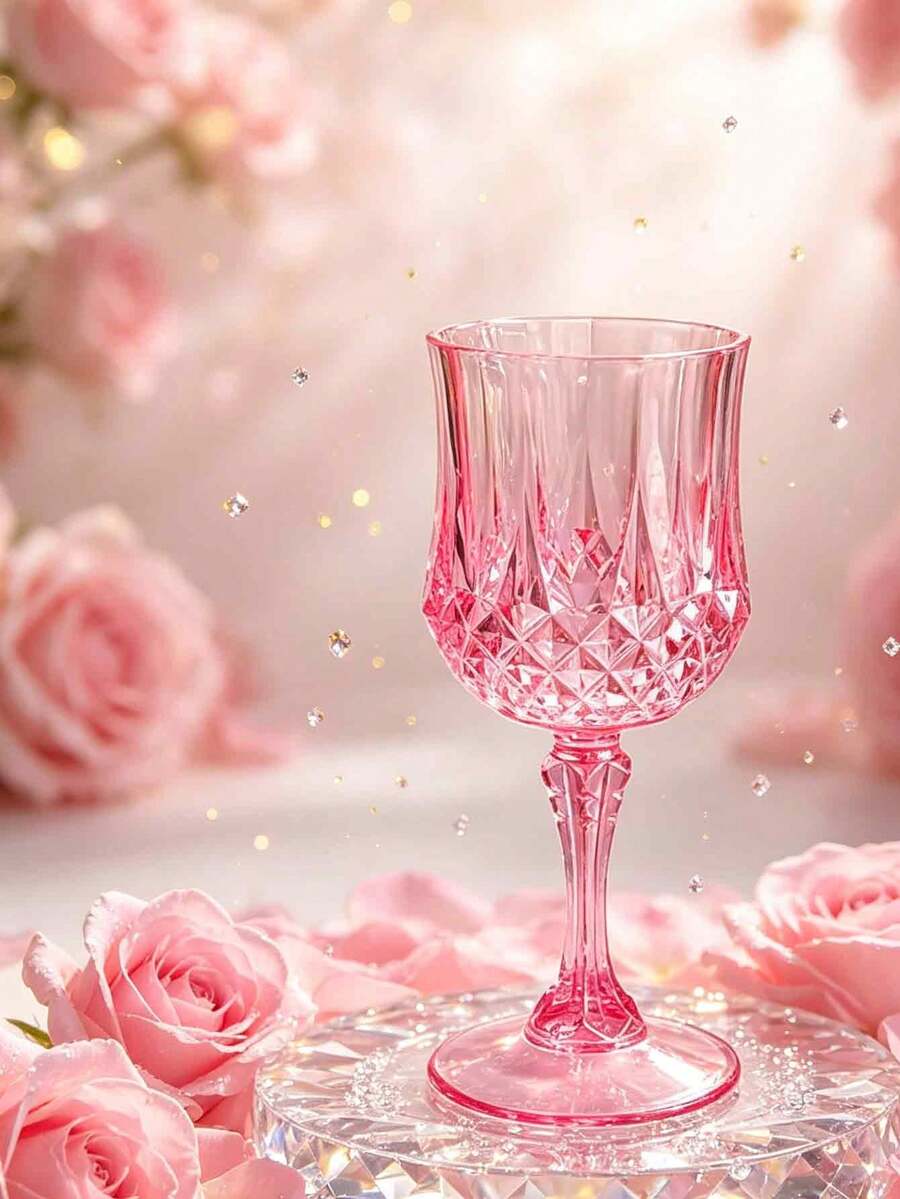 12/6/1pc Vintage Embossed Reusable Wine Cups, Durable Cups, Juice Cups, Transparent Plastic Champagne Cups, Transparent Plastic Champagne Flute Cups, Suitable For Parties, Vintage Embossed Reusable Plastic Cups, Juice Cups Suitable For Parties & Weddings