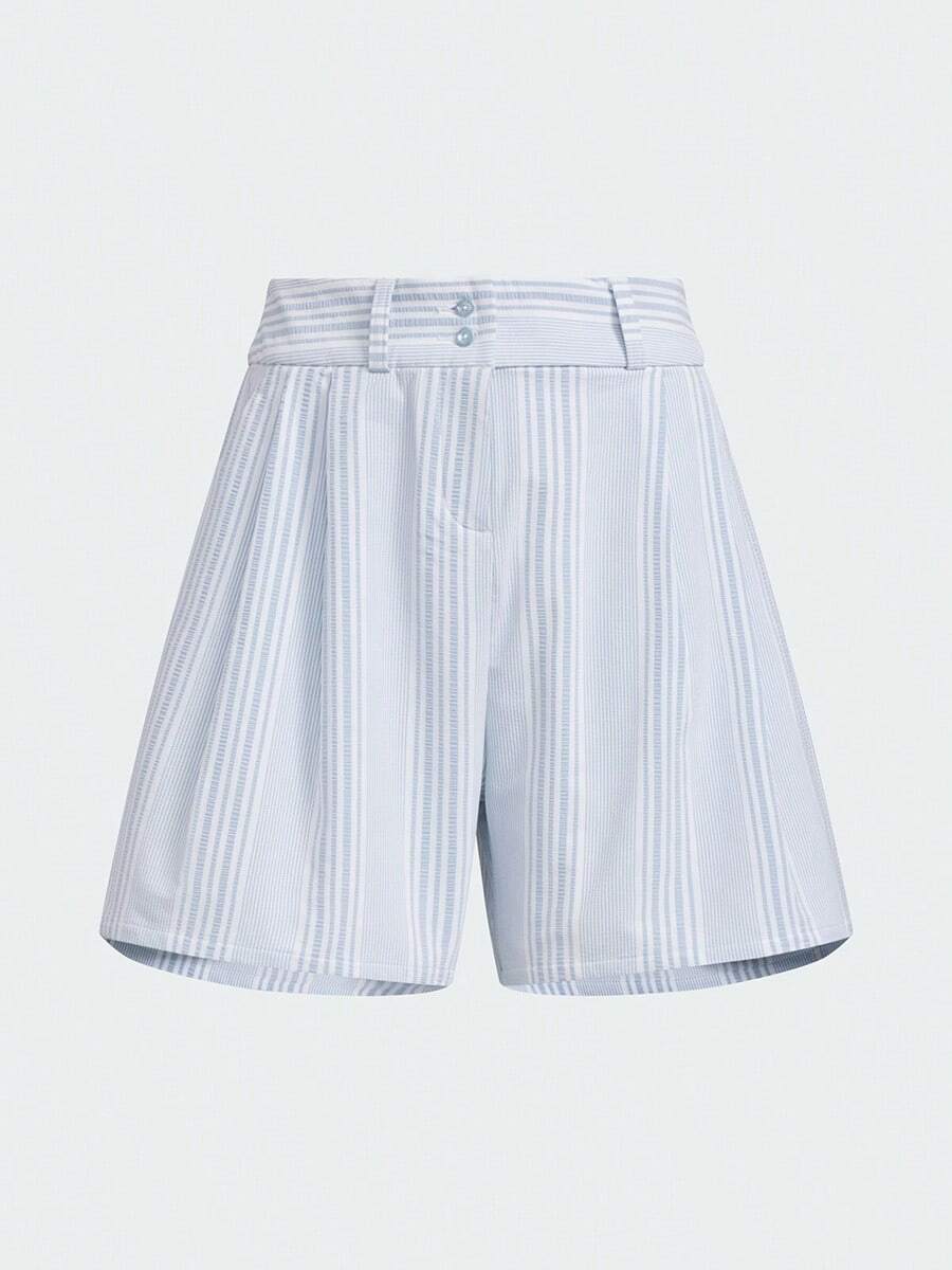 Adidas 女款時尚舒適高爾夫運動休閒直筒短褲 JF4576 - 淡藍/白 - 查看 1