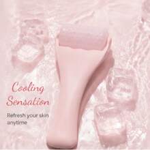 1 Pc Portable Reusable Gel Ice Roller, Sweet Solid Pink Handheld Oval Facial Massager With Textured Roller Head Calming Skin Reduce Puffiness Beauty Tool For Daily Skincare Home SPA - 1pc - View 4