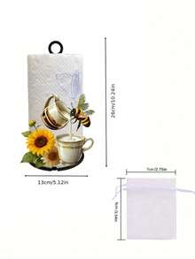 Sunflower And Bee Theme Paper Towel Holder, Charming Coffee And Honey Print, Suitable For Kitchen Countertop And Dining Table, Farmhouse Style Storage Rack, Perfect Housewarming Gift For Nature And Coffee Lovers - Multicolor - View 9