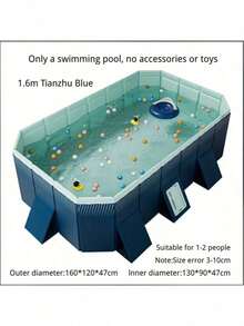 Foldable Rectangular Family Swimming Pool, Large No-Inflation Above-Ground Pool With Sturdy Ladder, Durable Outdoor Backyard Pool For Kids, Adults And Pets, Summer Water Party Fun - C - View 3