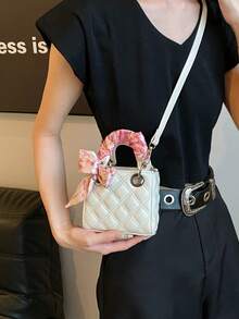 New Fashionable Embroidered Silk Scarf Handbag, Crossbody Mini Shoulder Square Bag - A - View 8