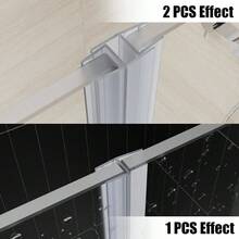 2 Packs Frameless Pivot Shower Door Side Seal Strip 3/8 Inch (10mm) Glass, 80 Inches Vertical Polycarbonate H-Jamb 180 Degree 80" Long (2 Seals 3/8" Glass Pivot Door) - 2 Seals 80" for 3/8" Glass - View 3