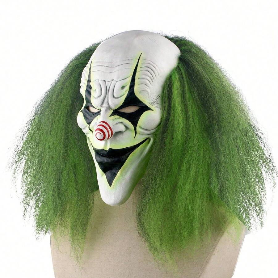 1pc Halloween Joker Mask With Green Wig, Adult Horror Killer Cosplay Role Play Mask - Multicolor - View 1