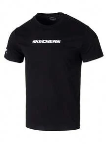 Skechers Men's Breathable Printed Crew Neck Casual Short Sleeve T-Shirt - Black - View 1