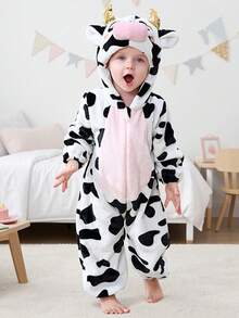 1Pc Baby Cartoon Animal Pattern Flannel Comfortable And Cute Autumn And Winter Products,Suitable For Everyday Use - Multicolor - View 2