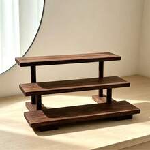 1pc Vintage Wooden Desktop Perfume & Cosmetic Storage Rack, Solid Wood Multi-Layer Display Stand, Vanity Table Organizer For Perfume, Skincare, Lipstick, Jewelry, Entryway Storage, Multi-Functional Organizer,Bedroom Room Decor,Back To School - Coffee Brown - View 4