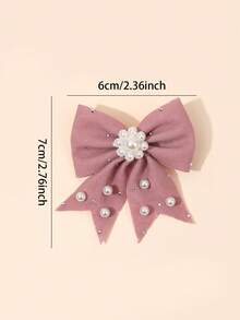 10pcs Minimalist Multi-Color Fishtail Bow Hair Clips, Pearl & Rhinestone Decorated Hair Clips, Teacher's Day Gift, Girls Daily School Wear Hair Accessories - Multicolor - View 11