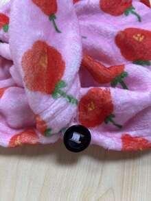 Opjoys 花卉印花洗髮帽，休閒居家日常用快乾強吸水珊瑚絨四季通用乾髮毛巾 - 玫瑰花乾髮帽4 - 查看 4