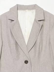 Spring/Autumn Solid Color Casual Waist-Cinching Blazer Fall - Beige - View 4