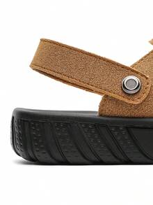Sandalias de cuero planas casuales de unicolor para hombre, de moda para verano, playa y hogar - Naranja - Ver 4
