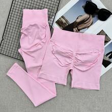 Women's 2-Piece Waist-Cincher Pants Set - High-Waisted Slim Fit Design, Tummy Control And Butt Lift Sports Pink - Pink - View 12