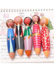 5/3/1/10pcs Random Cartoon Villain Doll Ballpoint Pens, Blue Ink Doll Ballpoint Pens, Doll Ballpoint Pens, Back To School, First Day Of School - Black - View 5
