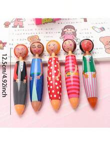5/3/1/10pcs Random Cartoon Villain Doll Ballpoint Pens, Blue Ink Doll Ballpoint Pens, Doll Ballpoint Pens, Back To School, First Day Of School - Black - View 9