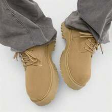 Men's New All-Season Low-Top Boots, Vintage Work Shoes, Thick Sole Height-Increasing Versatile Derby Shoes - Khaki - View 6