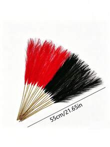 20/10/1pc Halloween Red & Black Dual Color Artificial Reed Stems, Gothic Style Decor, Dark Halloween Theme Decoration, Vase Filler, Wedding Backdrop, Gothic Party Decor, Autumn Decoration, Photography Props | Suitable For Halloween & Christmas - Multicolor - View 8