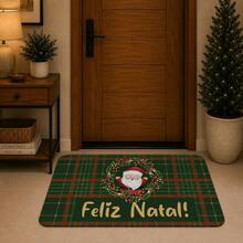 Tapete de Porta Decoração de Natal Feliz Natal Noel Guirlanda Antiderrapante - Multicolorido - Visão 7