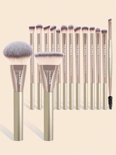 MAANGE 1pc/15pcs Professional Makeup Brush Set, Travel Makeup Brush Set, Suitable For Blush Brush, Foundation Brush, Powder Brush, Eyeshadow Brush, Highlighter Brush, Contour Brush, Blending Brush, Concealer Brush, Eyeliner Brush, Eyebrow Brush, Blending Brush, Easy And Beautiful Facial Makeup Tools, Made Of Soft Fiber Material, Gentle And Non-Irritating To Skin, Suitable For Women And Girls As Gifts, Perfect Makeup Accessory Gift For Friends