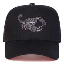 1pc Men's Trucker Hat With Scorpion Embroidery Cartoon Baseball Cap Street Fashion 5-Panel Hat Outdoor Sun Protection Casual Cap Spring Autumn Travel Beach Vacation - Black - View 3