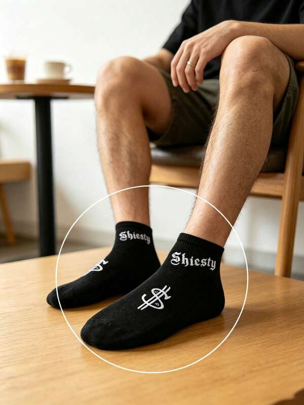 5/10/15 Pairs Women's Dollar Sign Letter Print Short Socks, Personalized Street Style Outfit Item, Unisex Versatile Fashion Boat Socks