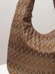 (Random Pattern) Shoulder Bag, Tote Bag, Travel Essential, Cruise Essential, Elegant Women's Handbag, Women's Gift, Daily Use, Multi-Functional - Multicolor - View 4