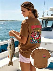 Women T-Shirts - Dark Brown - View 1