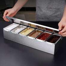 Spice Storage Box,Stainless Steel Seasoning Spice Container,Spice Organizer Spice Jars For Kitchen,Salt,Pepper,Sugar,Oil - 1 - View 2