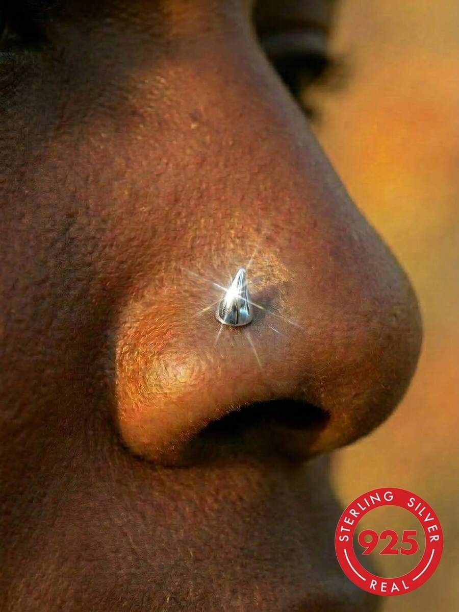 lunastudio 1pc Elegant 925 Sterling Silver Unicorn Nose Stud Suitable For Women's Daily Wear - Silver - View 1