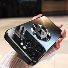[24h Versand aus DE/FR/ES]Luxuriöse Titan-Metallic-Farbe Matte Magnetische Kabellose Ladehülle für iPhone 16 15 14 13 12 Pro Max Plus 11 mit Großem Fenster und Glaslinsenschutz Stoßfeste Rückabdeckung  perfektes Geschenk - 1 Hauptbild - Übersicht 3