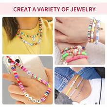 24-Grid Soft Clay Beaded Bracelet Making Kit For Beginners, Friendship School Style Polymer Clay Beaded Bracelet Jewelry Making Kit With Accessories, DIY Craft Gift Including (String + Scissors + Accessories) - 24-grid Polymer Clay Kit (Wire + Scissors + Accessories) - View 3