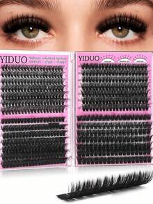 YIDUO 3 Boxes 1686pcs Mixed Cluster Eyelash Extension Set, Fine Large Curl And Lower Lash Volumizing Soft Faux Mink Single Lash, Includes 2x Adhesive, Sealer And Remover, Suitable For Beginner Women Daily Makeup Gift - Multicolor - View 11