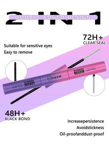 1件 Bond And Seal 5ml 接著劑 + 5ml 密封劑，強力持久簇狀睫毛膠，2合1防水全天佩戴，DIY接睫毛接合與密封套組 - 彩色 - 查看 2
