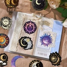50入裝 神秘星空日月貼紙 防水復古占星塔羅圖案貼紙，適用於剪貼簿、日記本、DIY手工藝及日常用品個性化裝飾 - A - 查看 8