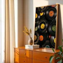 1pc Retro Vinyl Record Suitable For Living Room - Horizontal Vintage Music With Vinyl Album, Frameless Canvas Print For Housewarming Gifts - A - View 2