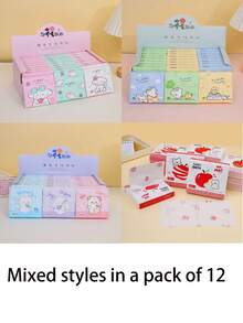 120pcs 3-Ply Thickened Cartoon Printed Facial Tissues, Portable Small Size Handkerchief, Wooden - Tissues - View 10