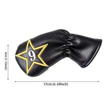 Black & Gold Pentagram Golf Iron Covers 10pcs Full Set, Star Number Embroidery Elastic Closure, Wear-Resistant PU Leather Full Number Iron Anti-Collision Protective Covers - Black - View 2