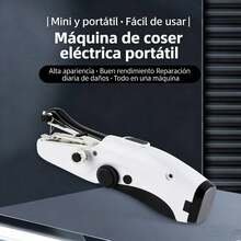 Máquina De Coser Portátil, Máquina De Coser Eléctrica Multifuncional, Mini Máquina De Coser De Mano Eléctrica De Doble Aguja, Para Reparaciones Rápidas Y Costura DIY, Apta Para Uso Doméstico Y Viajes - Blanco - Ver 2