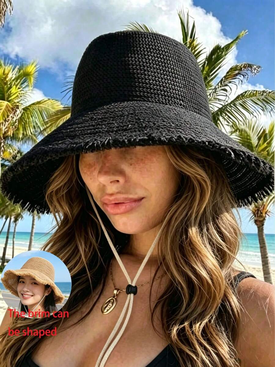 1 Boho Wide-Brim Sun Hat For Women, UPF 50+ UV Protection, Foldable Beach Hat, Suitable For Summer, Vacation, And Outdoor Activities. - Multicolor - View 1
